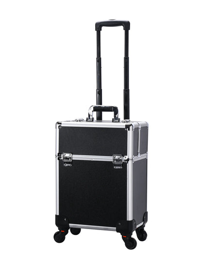 Rolling Makeup Train Case - Aluminum Professional Cosmetic Trolley