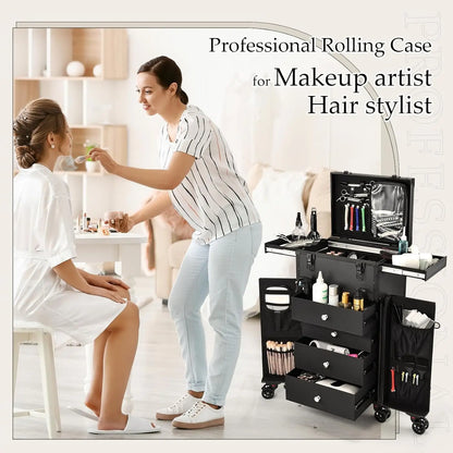 Rolling Makeup Trolley Case | 4-Drawer Professional Salon Organizer