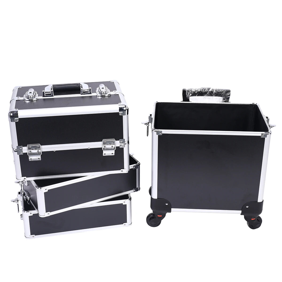4-in-1 Professional Makeup Trolley Case - Rolling Cosmetic Organizer