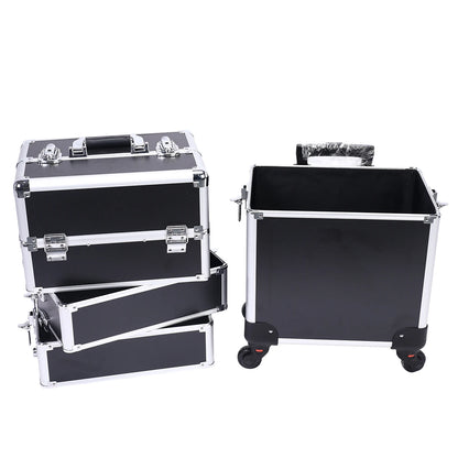 4-in-1 Professional Makeup Trolley Case - Rolling Cosmetic Organizer
