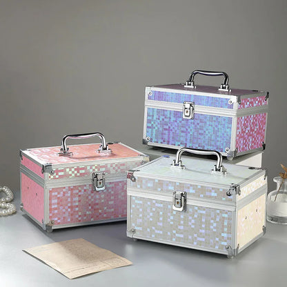 LED Makeup Case with Mirror - Portable Alloy Travel Storage Box