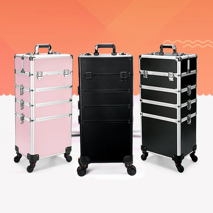 4-in-1 Rolling Makeup Train Case Aluminum Professional Artist Box