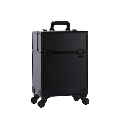 Rolling Makeup Train Case - Aluminum Professional Cosmetic Trolley