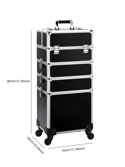 4-in-1 Professional Makeup Trolley Case - Rolling Cosmetic Organizer