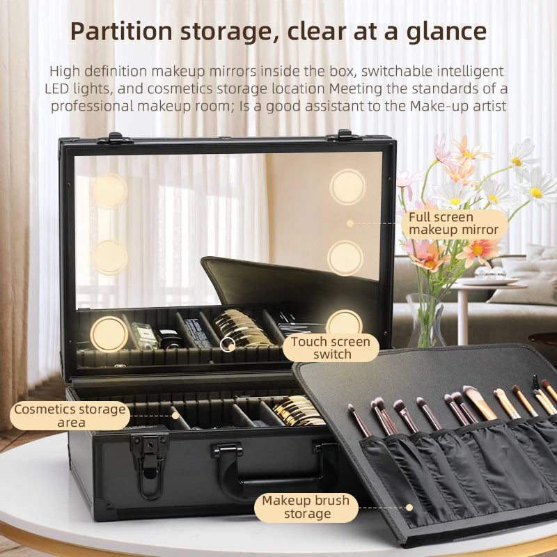 LED Lighted Makeup Travel Case - Waterproof Professional Organizer