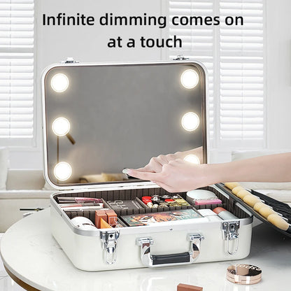 LED Travel Makeup Case - Large Portable Cosmetic Organizer