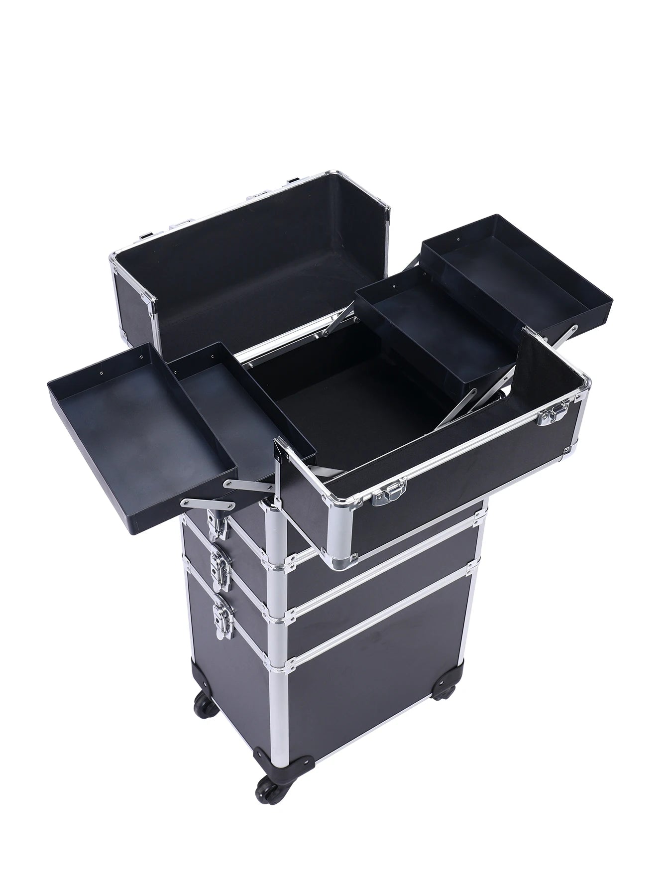 4-in-1 Rolling Makeup Train Case Aluminum Professional Artist Box