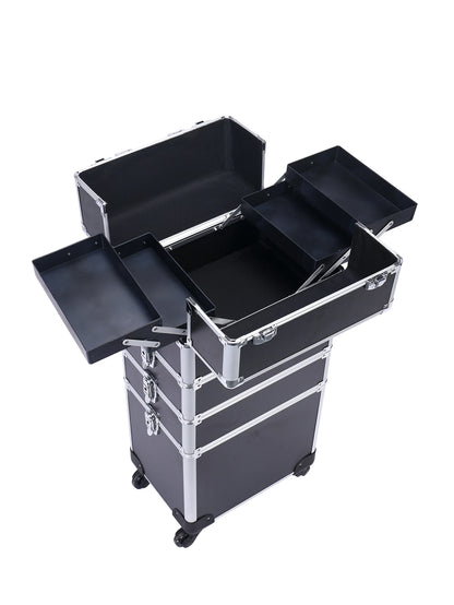 4-in-1 Rolling Makeup Train Case Aluminum Professional Artist Box