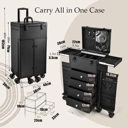 Rolling Makeup Trolley Case | 4-Drawer Professional Salon Organizer