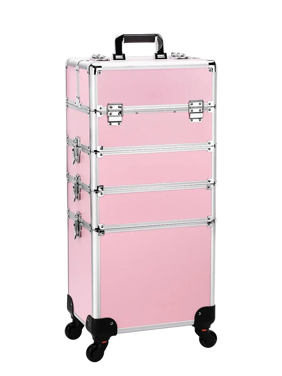 4-in-1 Professional Makeup Trolley Case - Rolling Cosmetic Organizer