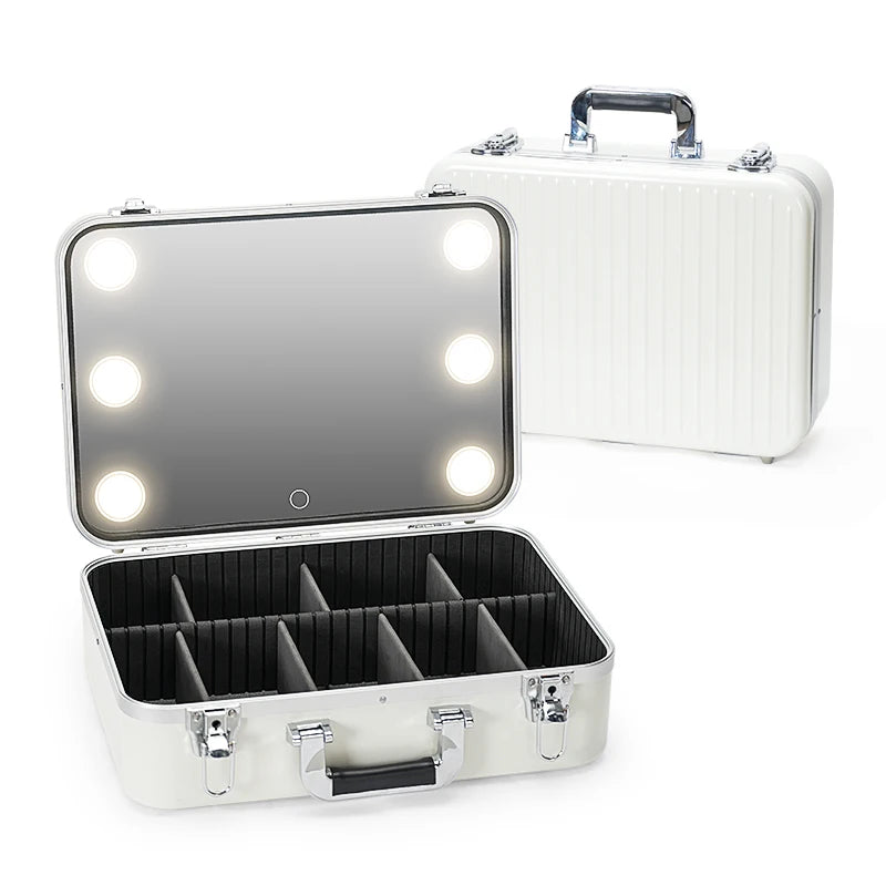 LED Travel Makeup Case - Large Portable Cosmetic Organizer