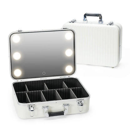 LED Travel Makeup Case - Large Portable Cosmetic Organizer