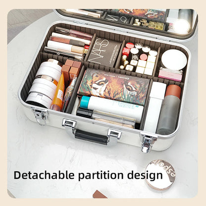 LED Travel Makeup Case - Large Portable Cosmetic Organizer
