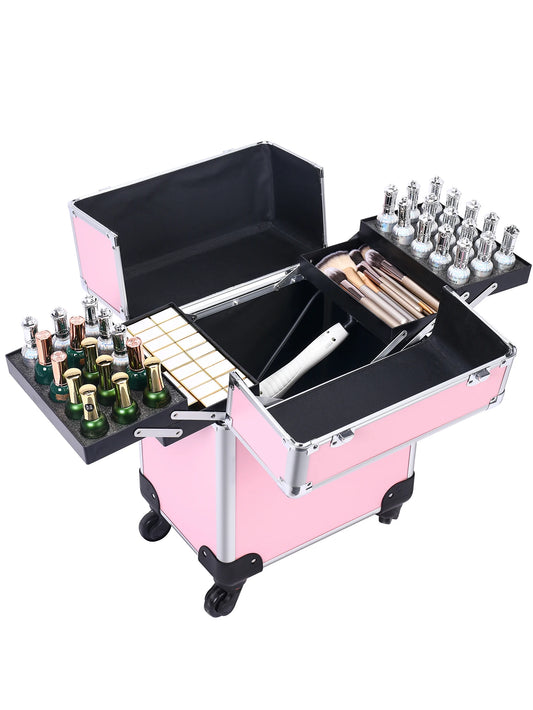 Professional Rolling Makeup Trolley - Large Cosmetic Train Case