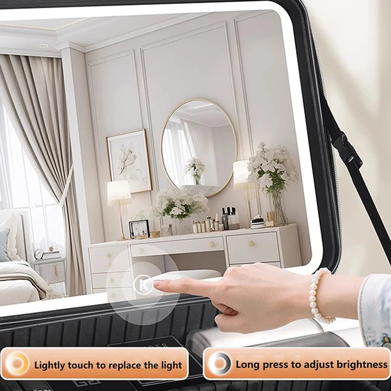 LED Travel Makeup Case with Mirror - Portable Zoned Beauty Bag