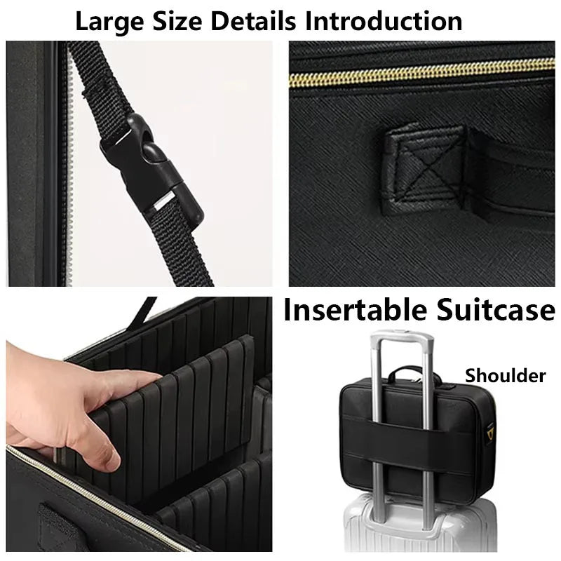 LED Travel Makeup Case with Mirror - Portable Zoned Beauty Bag