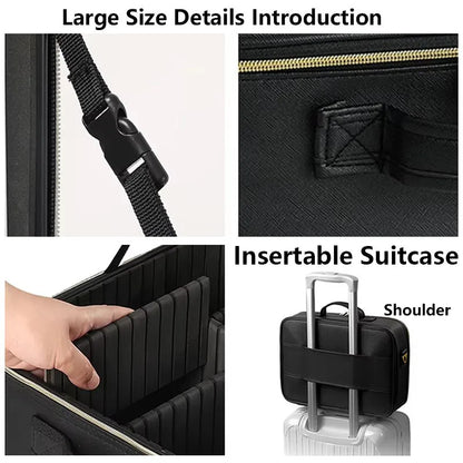 LED Travel Makeup Case with Mirror - Portable Zoned Beauty Bag