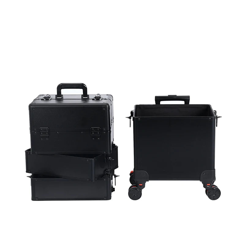 4-in-1 Rolling Makeup Train Case Aluminum Professional Artist Box