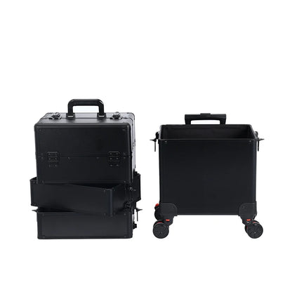 4-in-1 Rolling Makeup Train Case Aluminum Professional Artist Box
