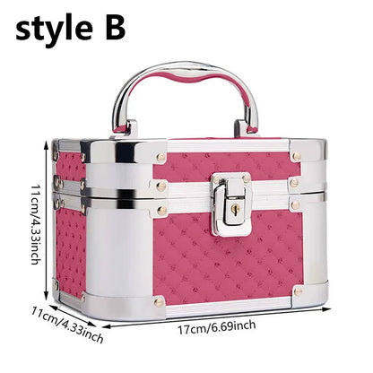 LED Makeup Case with Mirror - Portable Alloy Travel Storage Box