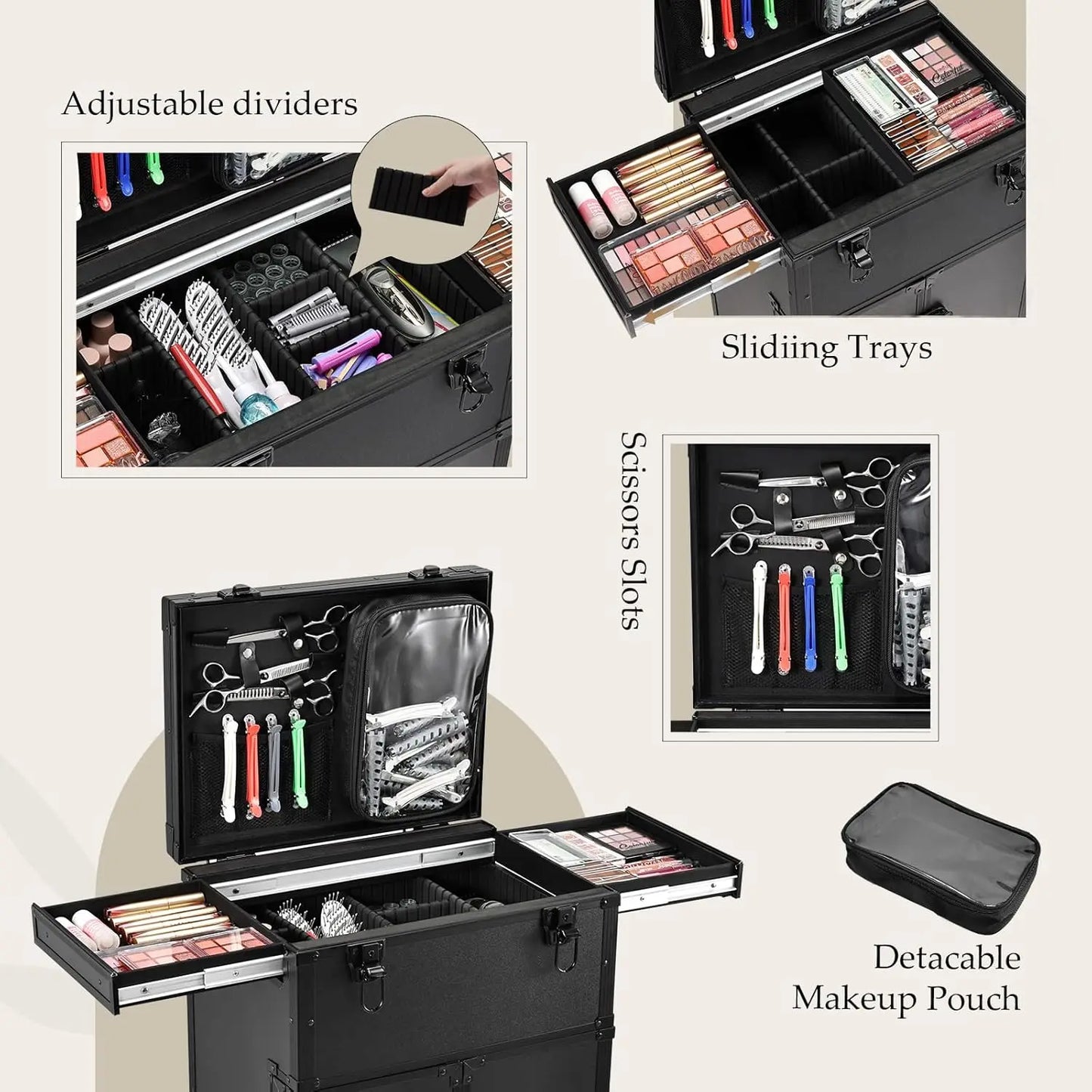 Rolling Makeup Trolley Case | 4-Drawer Professional Salon Organizer