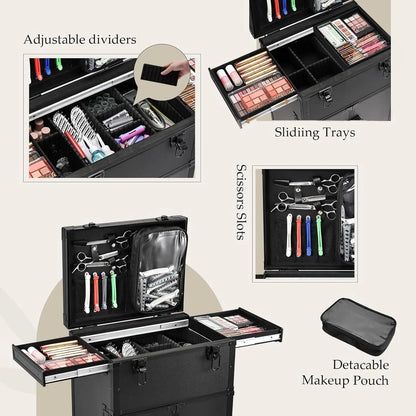 Rolling Makeup Trolley Case | 4-Drawer Professional Salon Organizer