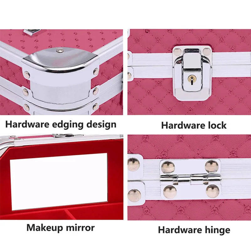 LED Makeup Case with Mirror - Portable Alloy Travel Storage Box